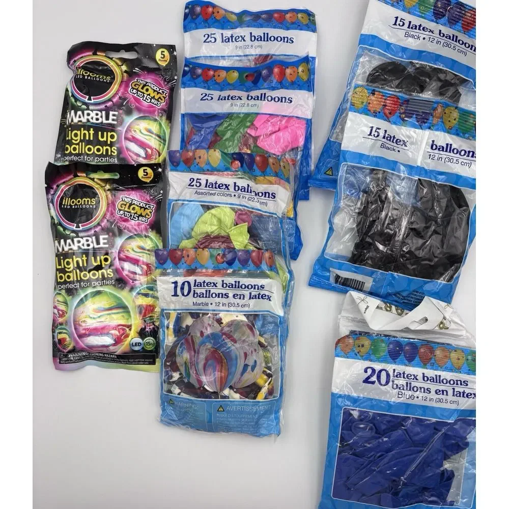 10 Packages Of Balloons NWT Light Ups Are‎ 9 Inch. The Rest Are 12 Inch. 2648